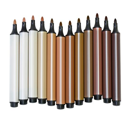 The Pencil Grip Magic Stix Triangular Global Skin Tone Washable Markers, 6 Packs of 12